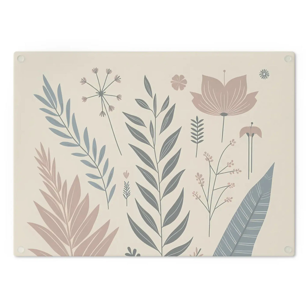 Flowers Tempered Glass Cutting Board - Botanical Kitchen - DipaliZ