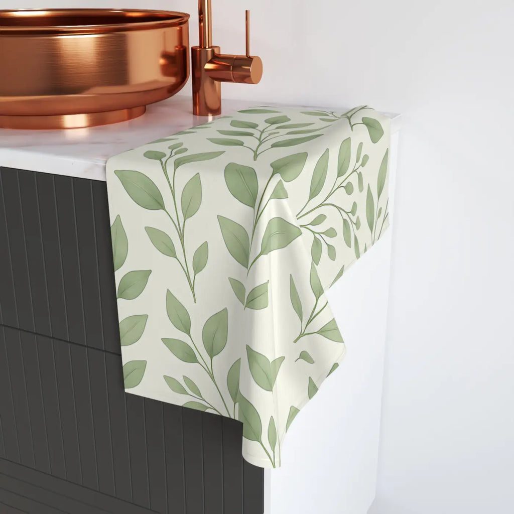 Botanical Leaf Towel - Greenery Bathroom Decor - DipaliZ