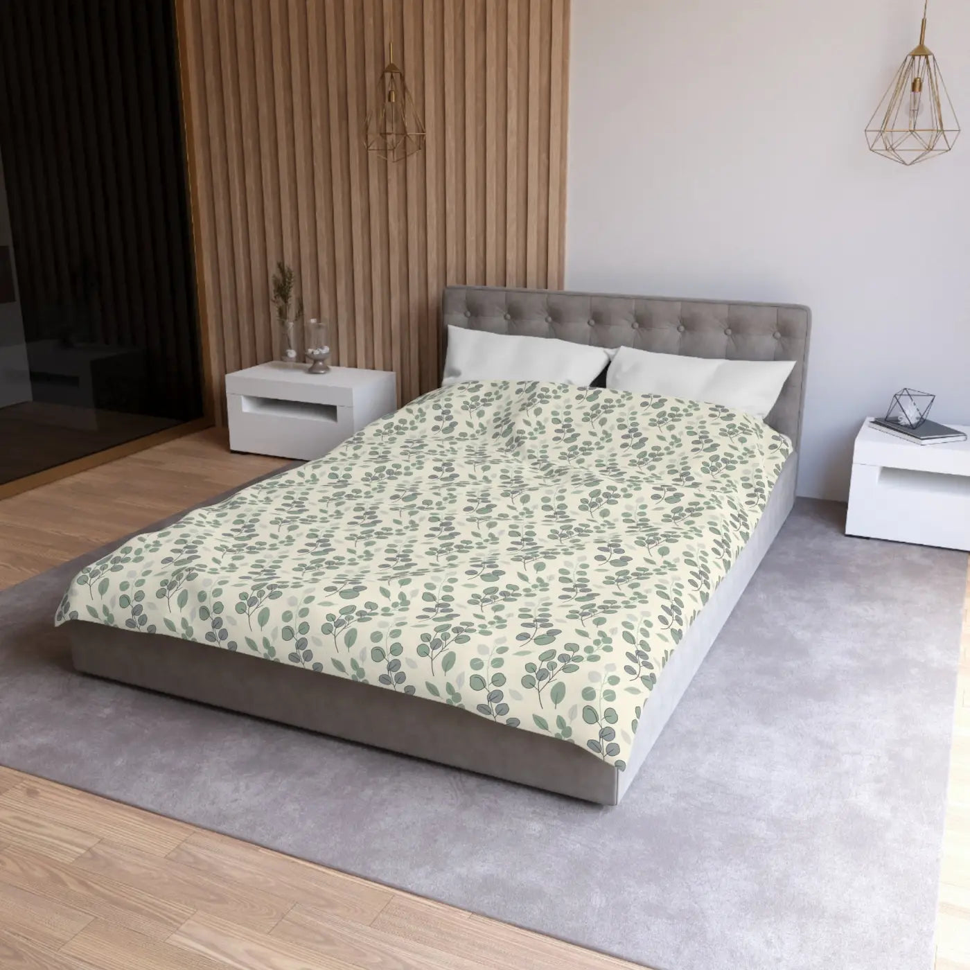 Botanical Leaf Microfiber Duvet - Eucalyptus Pattern - DipaliZ