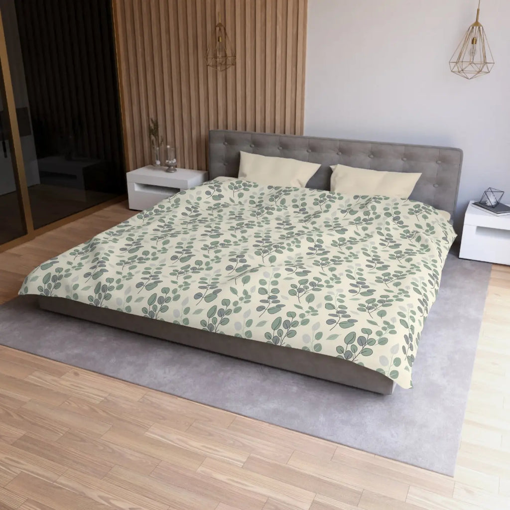 Botanical Leaf Microfiber Duvet - Eucalyptus Pattern - DipaliZ
