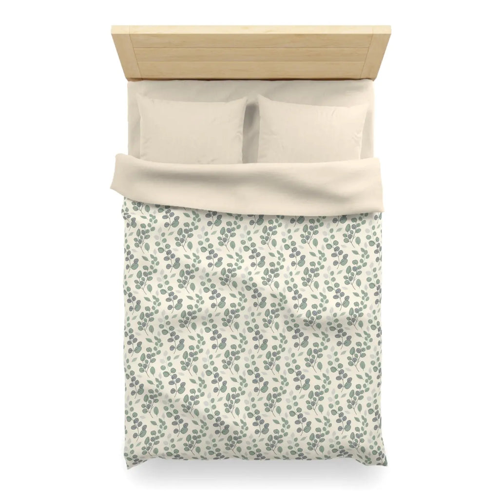 Botanical Leaf Microfiber Duvet - Eucalyptus Pattern - DipaliZ
