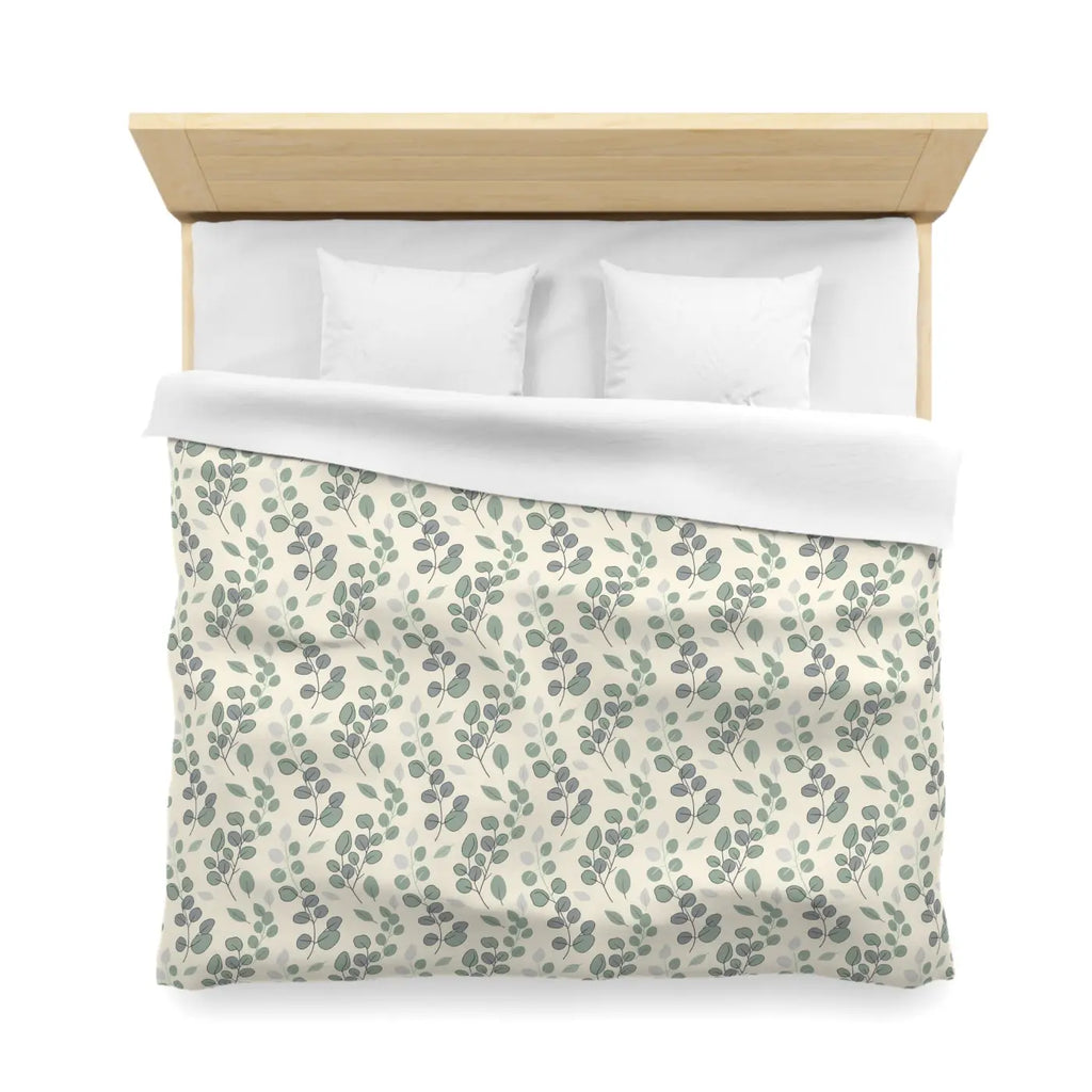Botanical Leaf Microfiber Duvet - Eucalyptus Pattern - DipaliZ