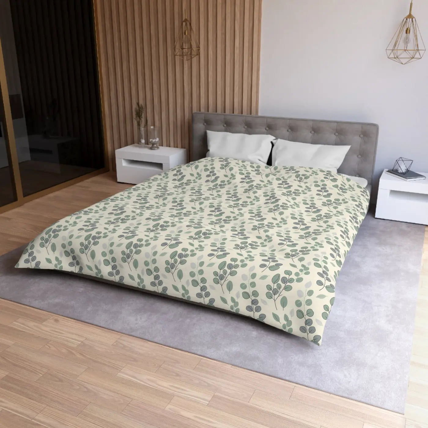 Botanical Leaf Microfiber Duvet - Eucalyptus Pattern - DipaliZ