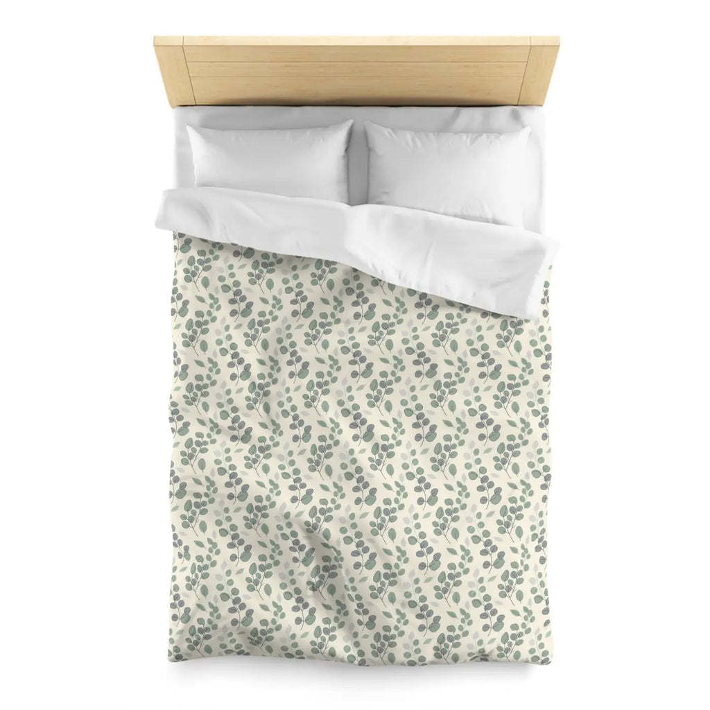 Botanical Leaf Microfiber Duvet - Eucalyptus Pattern - DipaliZ