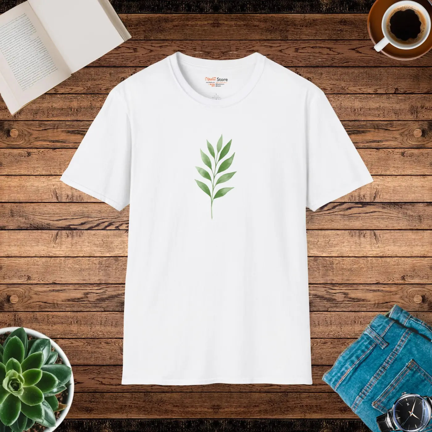 Botanical Leaf Tee - Eco Chic Nature Lover Gift - DipaliZ