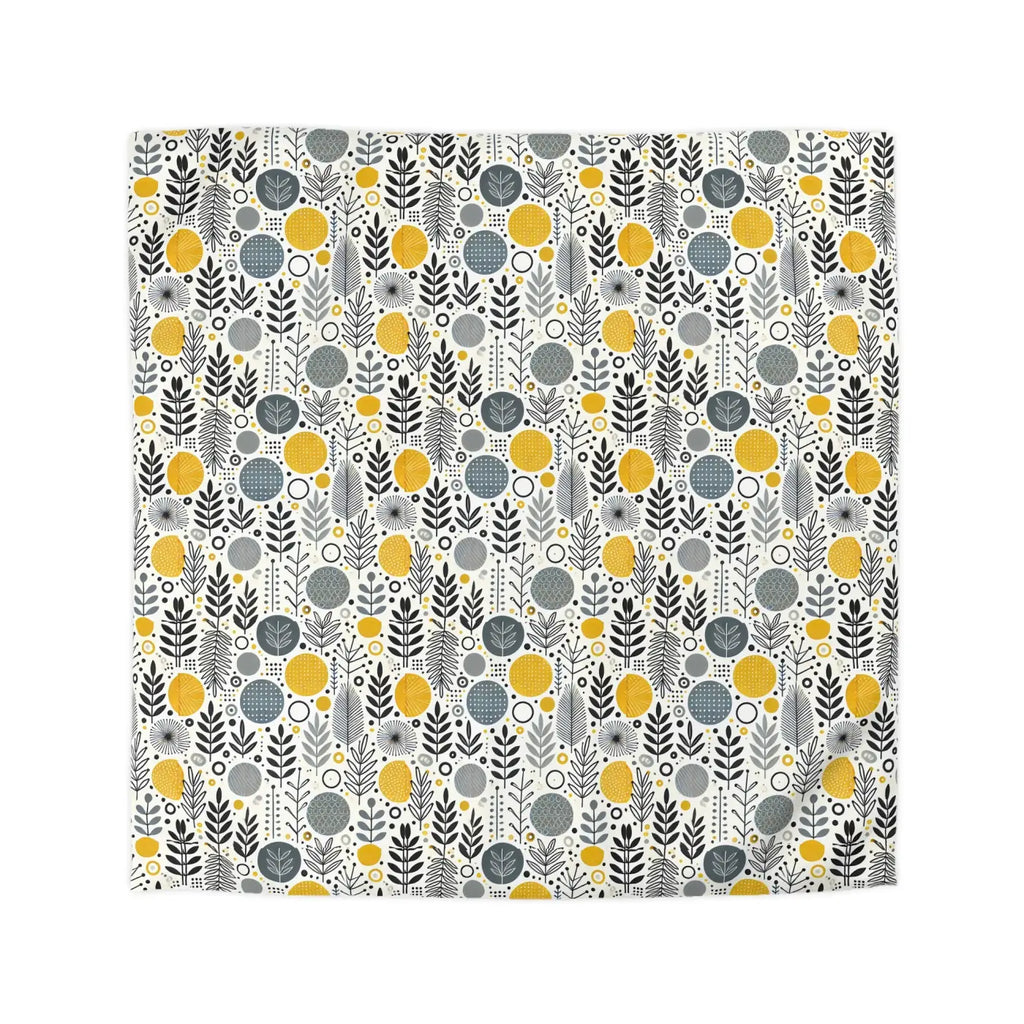 Bright Botanical Microfiber Duvet - Floral Yellow and Grey - DipaliZ