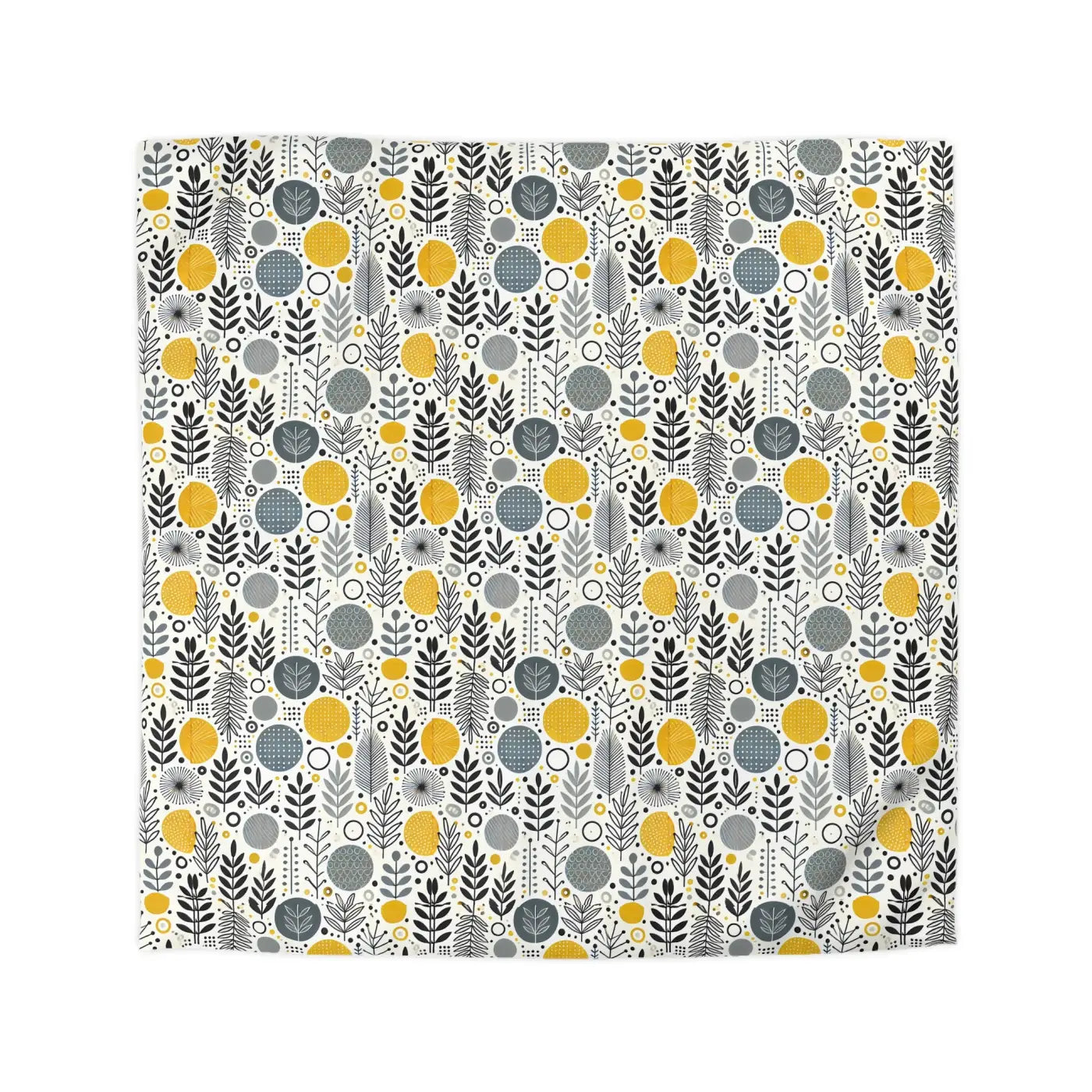 Bright Botanical Microfiber Duvet - Floral Yellow and Grey - DipaliZ