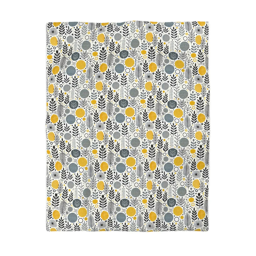 Bright Botanical Microfiber Duvet - Floral Yellow and Grey - DipaliZ