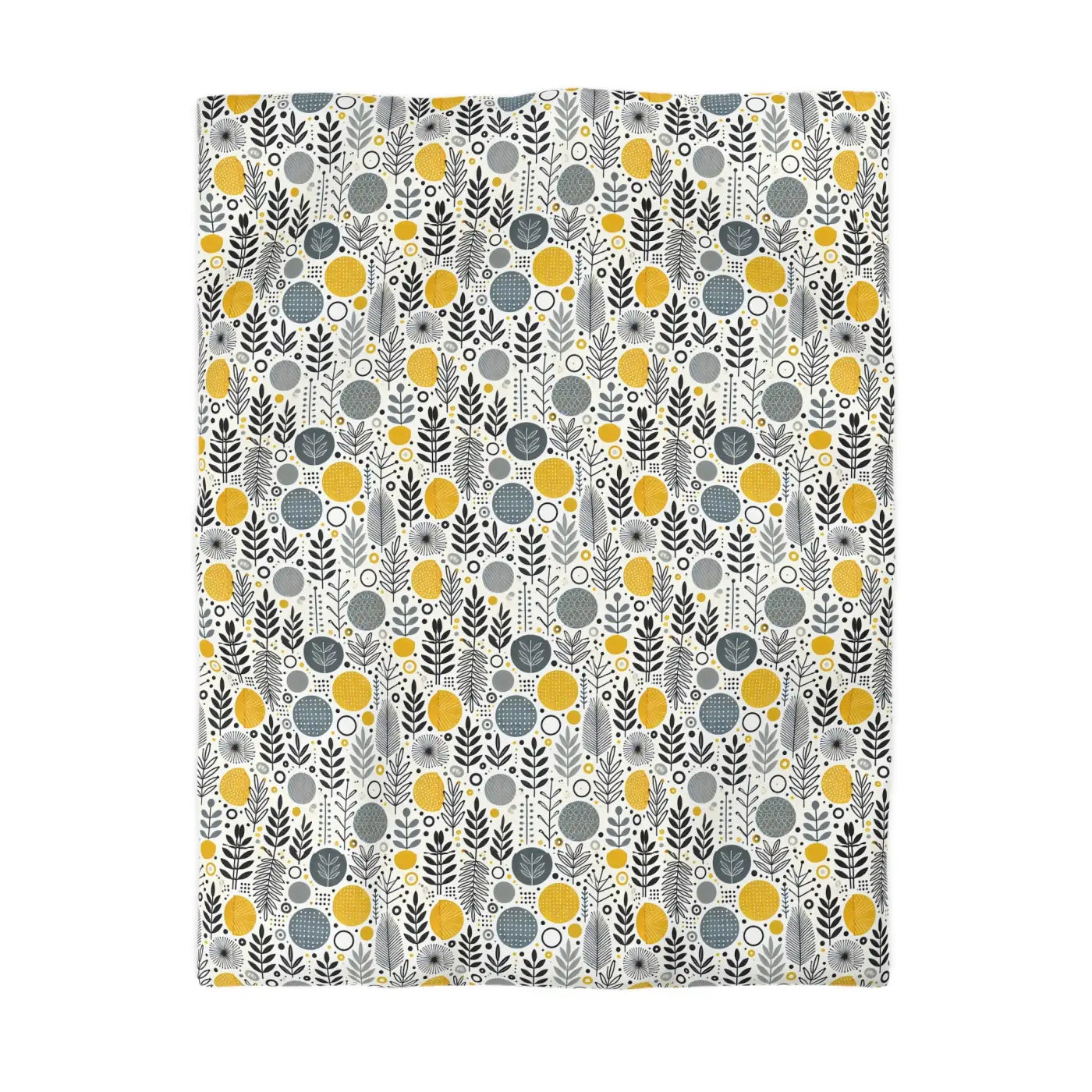 Bright Botanical Microfiber Duvet - Floral Yellow and Grey - DipaliZ