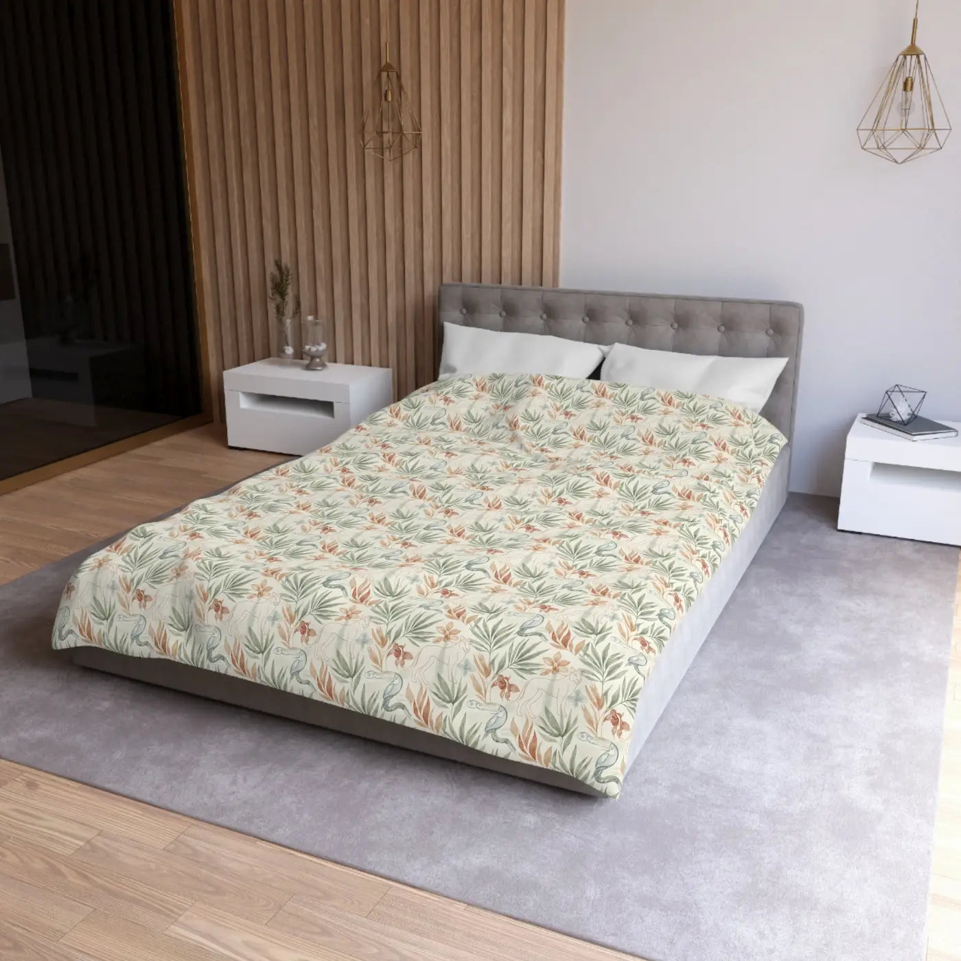 Botanical Microfiber Duvet - Leaf Print Color Vibrancy - DipaliZ