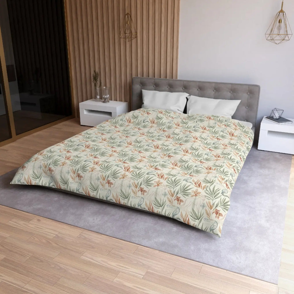 Botanical Microfiber Duvet - Leaf Print Color Vibrancy - DipaliZ