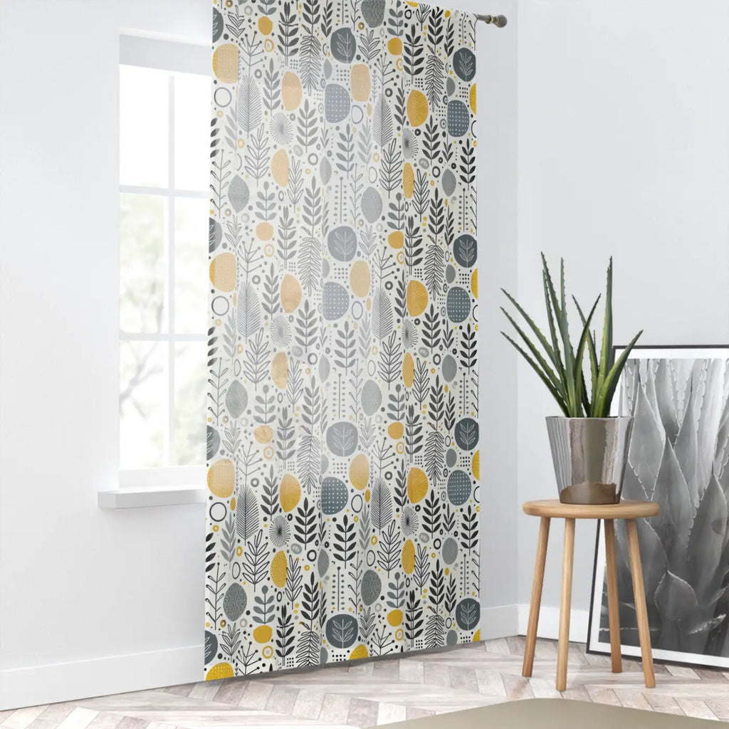 Botanical Pattern Window Curtain - Modern Floral Yellow - DipaliZ