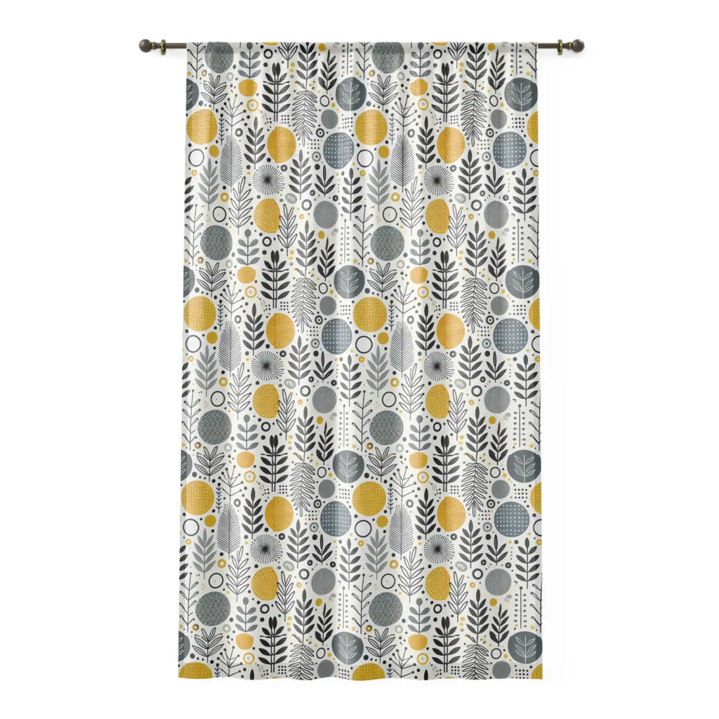 Botanical Pattern Window Curtain - Modern Floral Yellow - DipaliZ