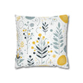 Botanical Square Pillowcase - Grey Yellow Home Decor - DipaliZ