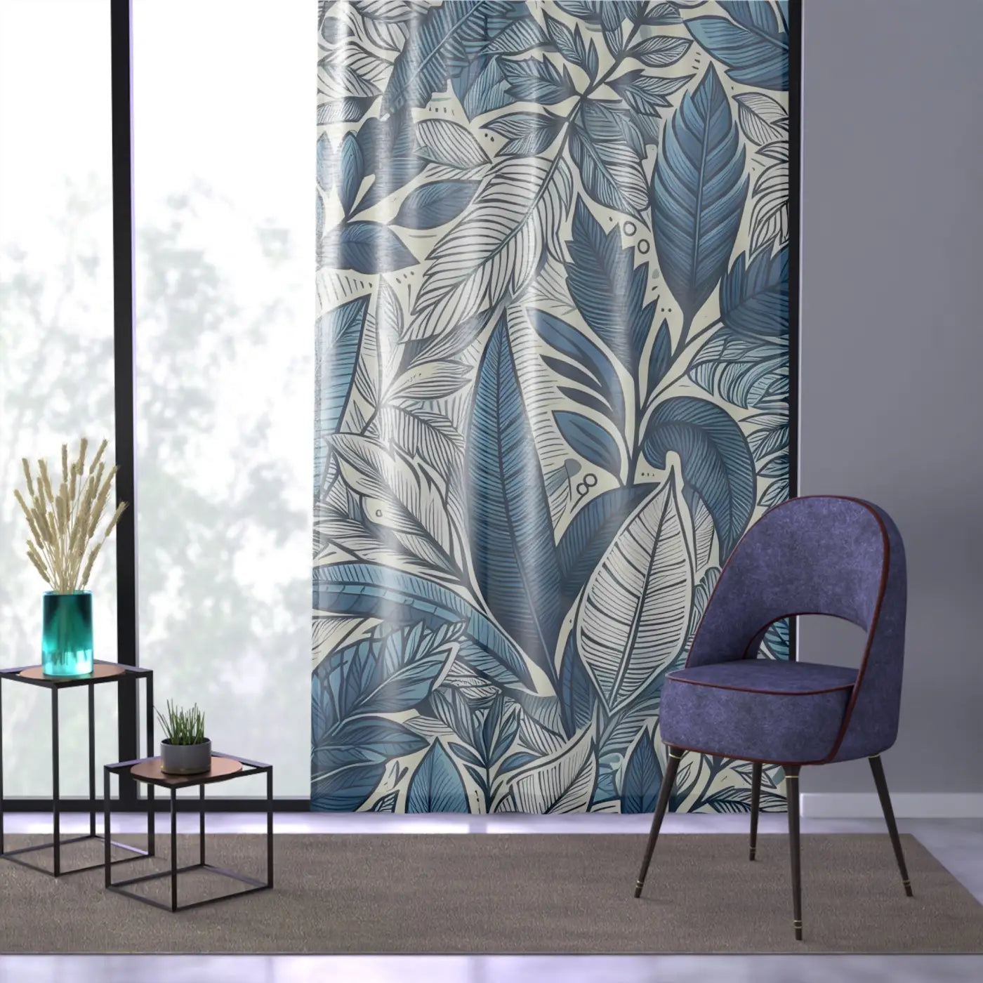 Luxury Foliage Curtains - Modern Home Decor Nature Design - DipaliZ