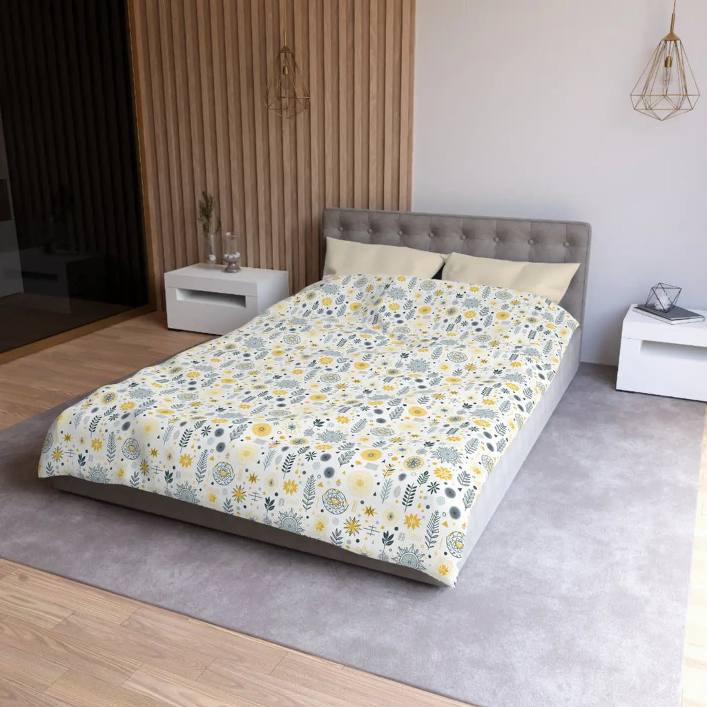 Botanical Sunflower Microfiber Duvet Cover - Bright Yellow - DipaliZ