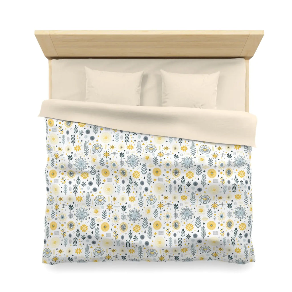 Botanical Sunflower Microfiber Duvet Cover - Bright Yellow - DipaliZ