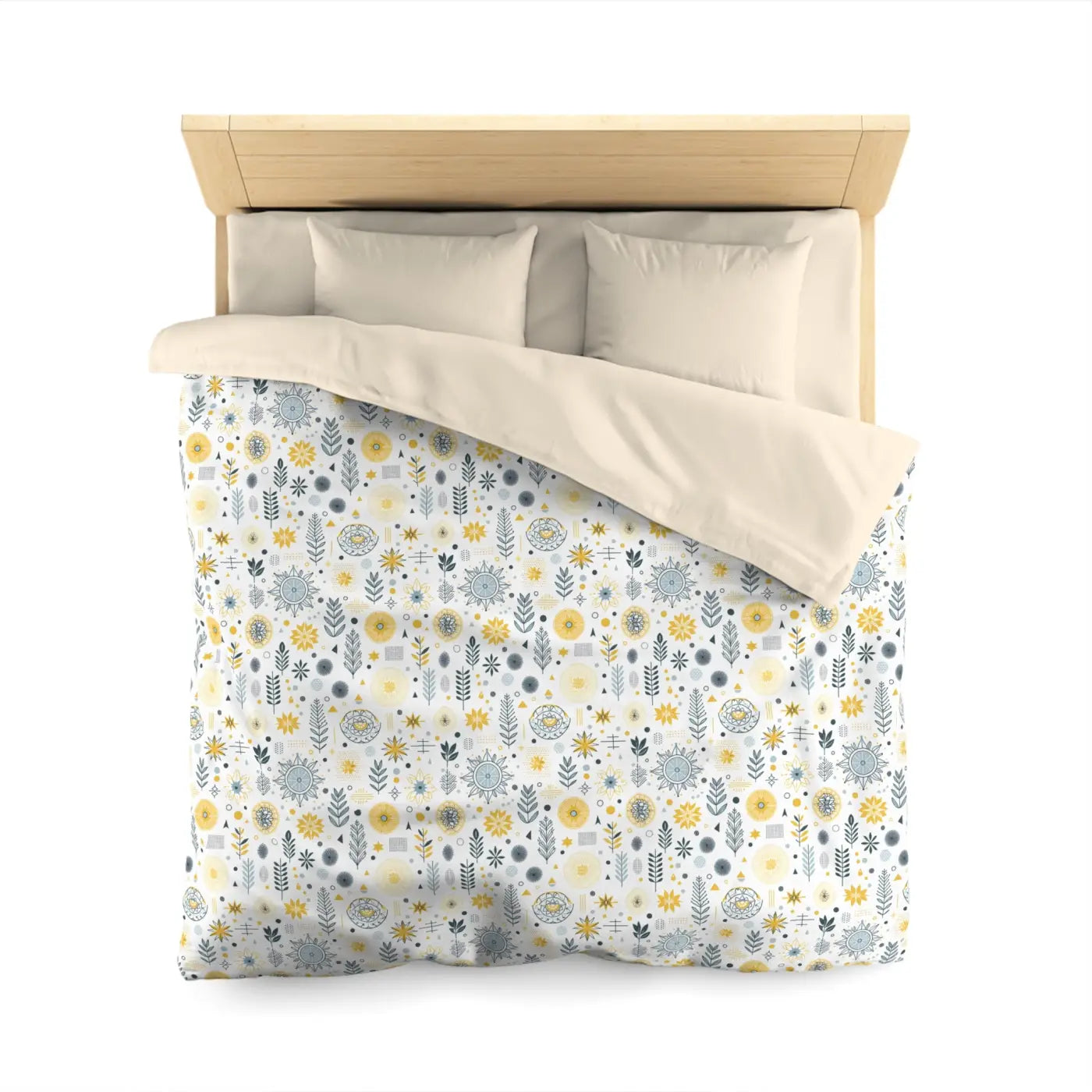 Botanical Sunflower Microfiber Duvet Cover - Bright Yellow - DipaliZ