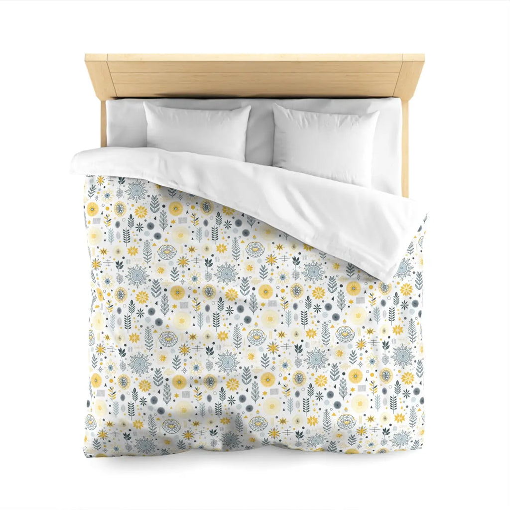 Botanical Sunflower Microfiber Duvet Cover - Bright Yellow - DipaliZ