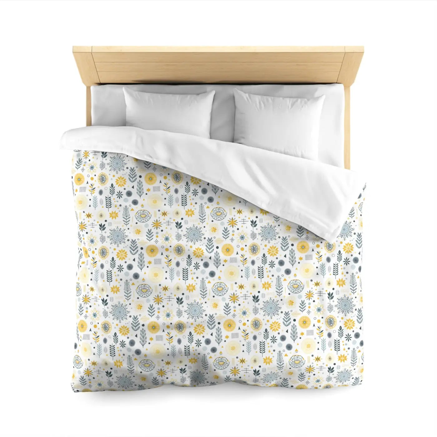 Botanical Sunflower Microfiber Duvet Cover - Bright Yellow - DipaliZ