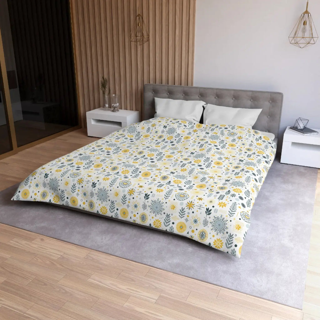Botanical Sunflower Microfiber Duvet Cover - Bright Yellow - DipaliZ