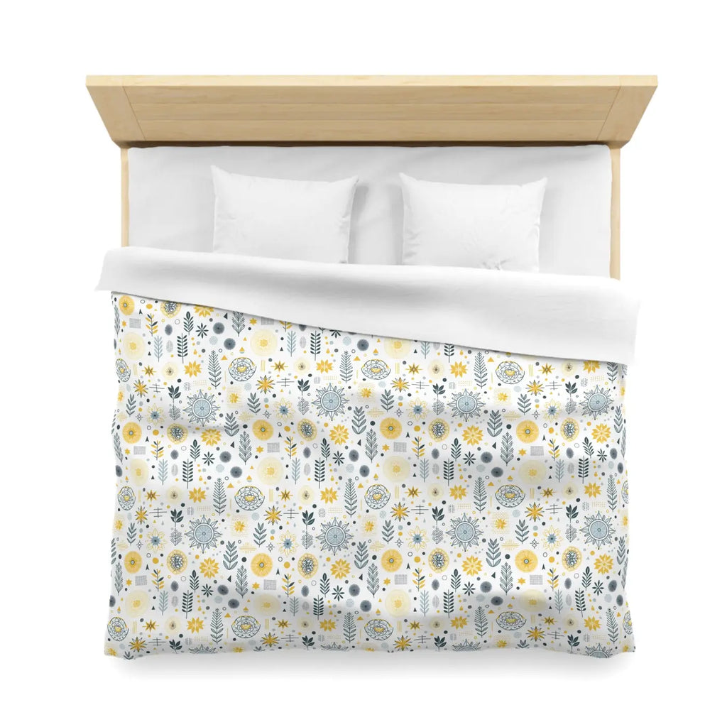 Botanical Sunflower Microfiber Duvet Cover - Bright Yellow - DipaliZ