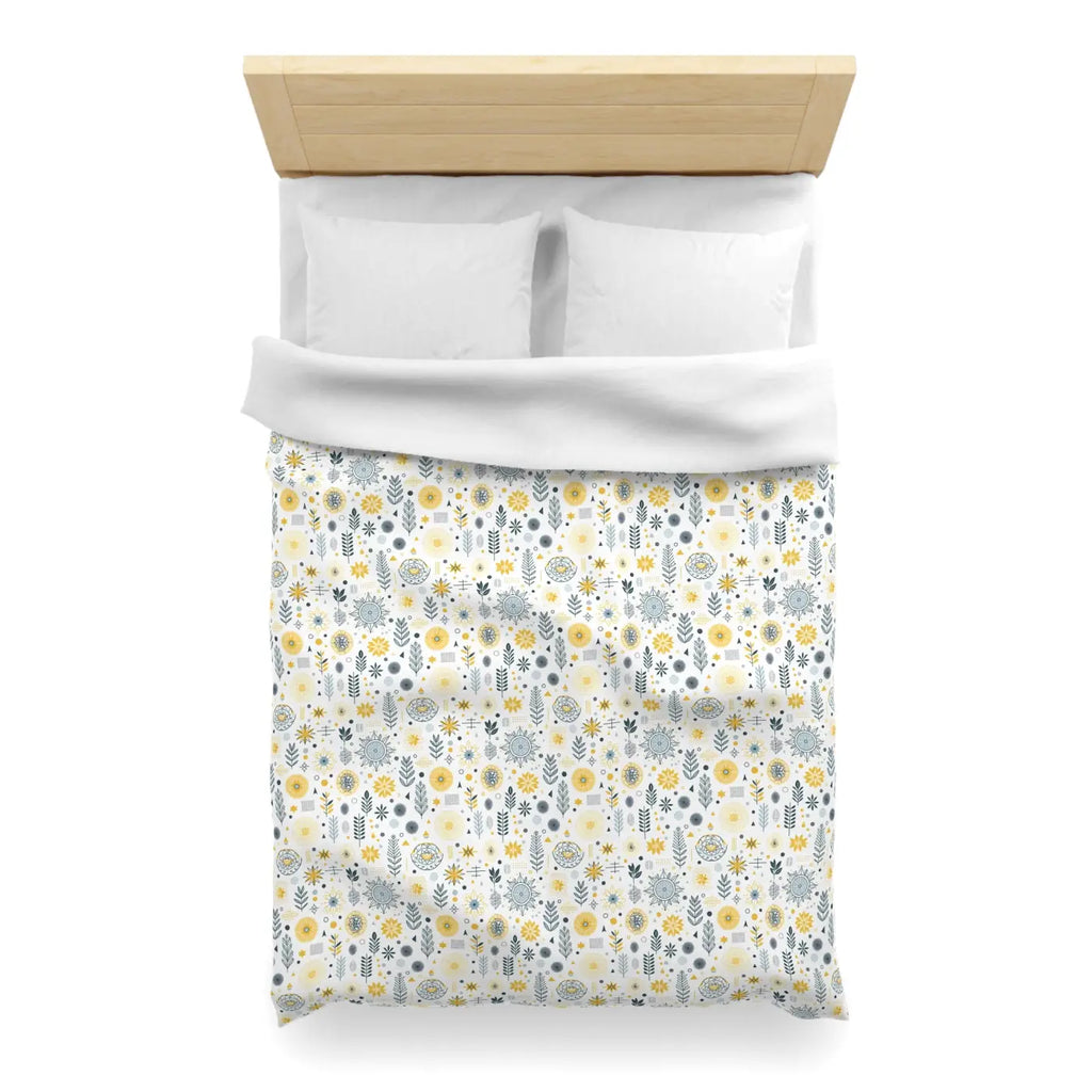 Botanical Sunflower Microfiber Duvet Cover - Bright Yellow - DipaliZ