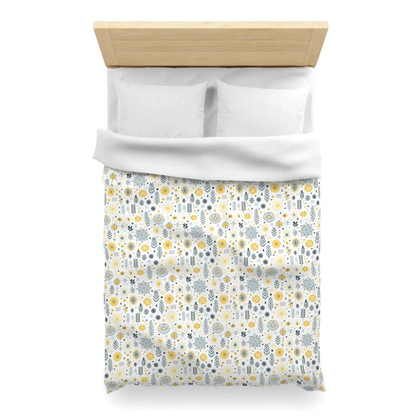 Botanical Sunflower Microfiber Duvet Cover - Bright Yellow - DipaliZ