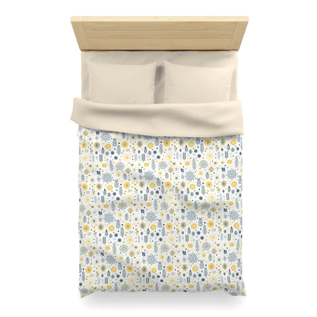 Botanical Sunflower Microfiber Duvet Cover - Bright Yellow - DipaliZ