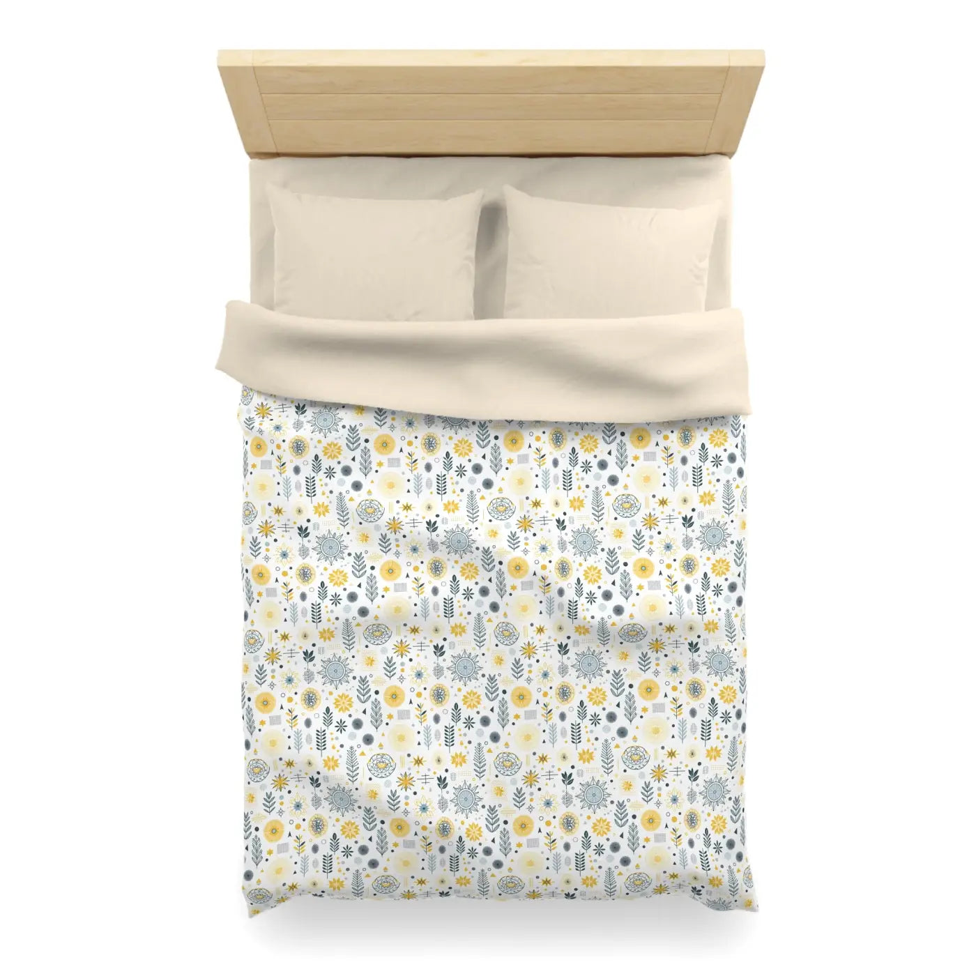 Botanical Sunflower Microfiber Duvet Cover - Bright Yellow - DipaliZ