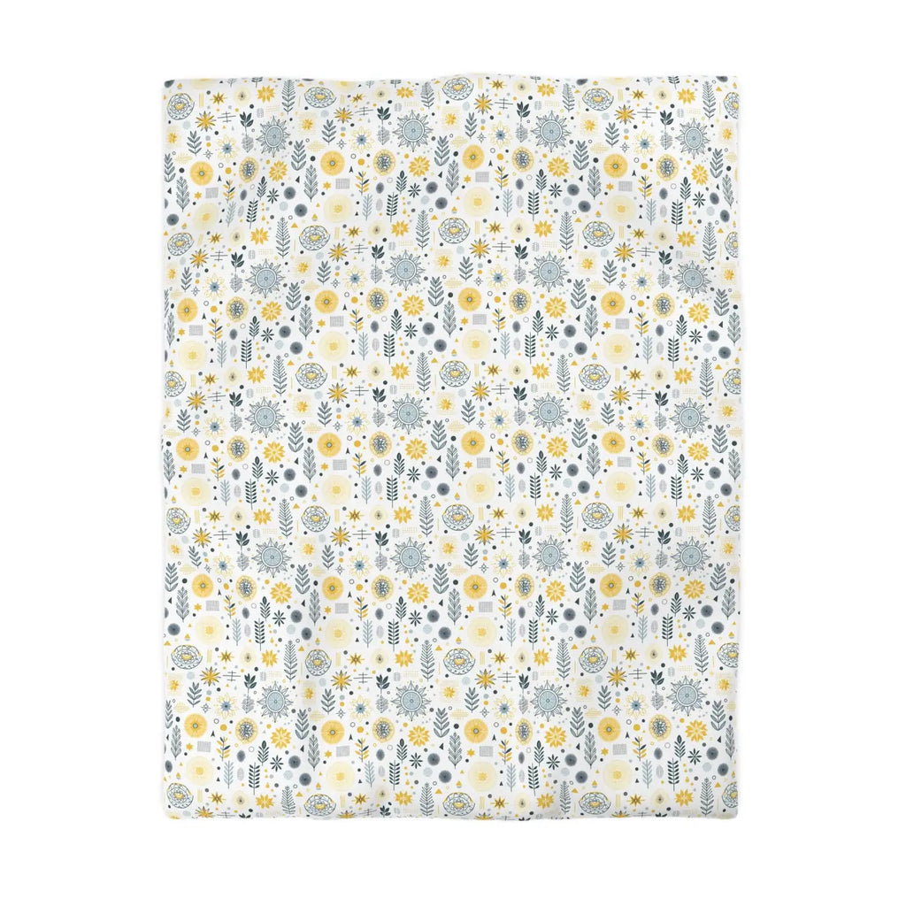 Botanical Sunflower Microfiber Duvet Cover - Bright Yellow - DipaliZ