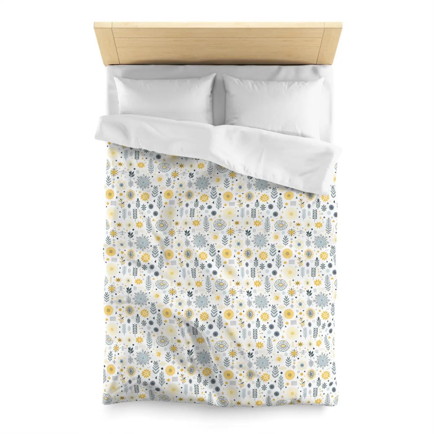 Botanical Sunflower Microfiber Duvet Cover - Bright Yellow - DipaliZ