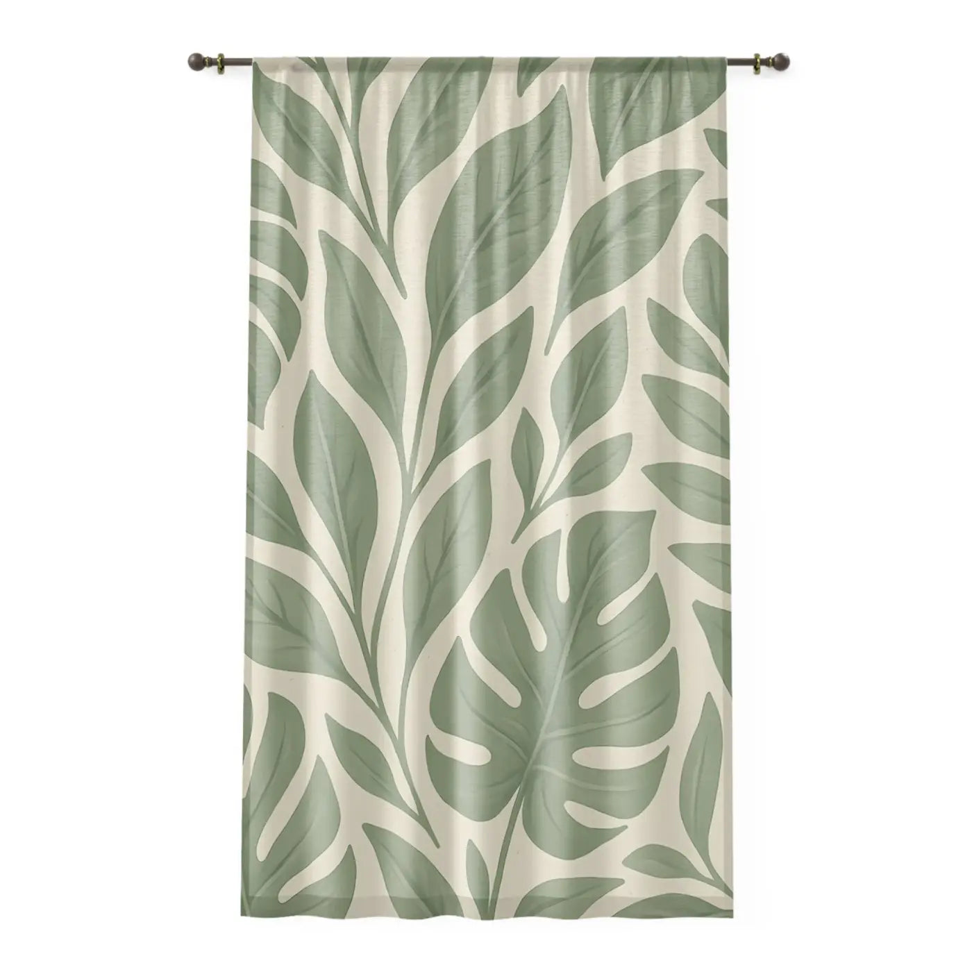 Tropical Green Leaf Drapes - Botanical Window Curtain - DipaliZ