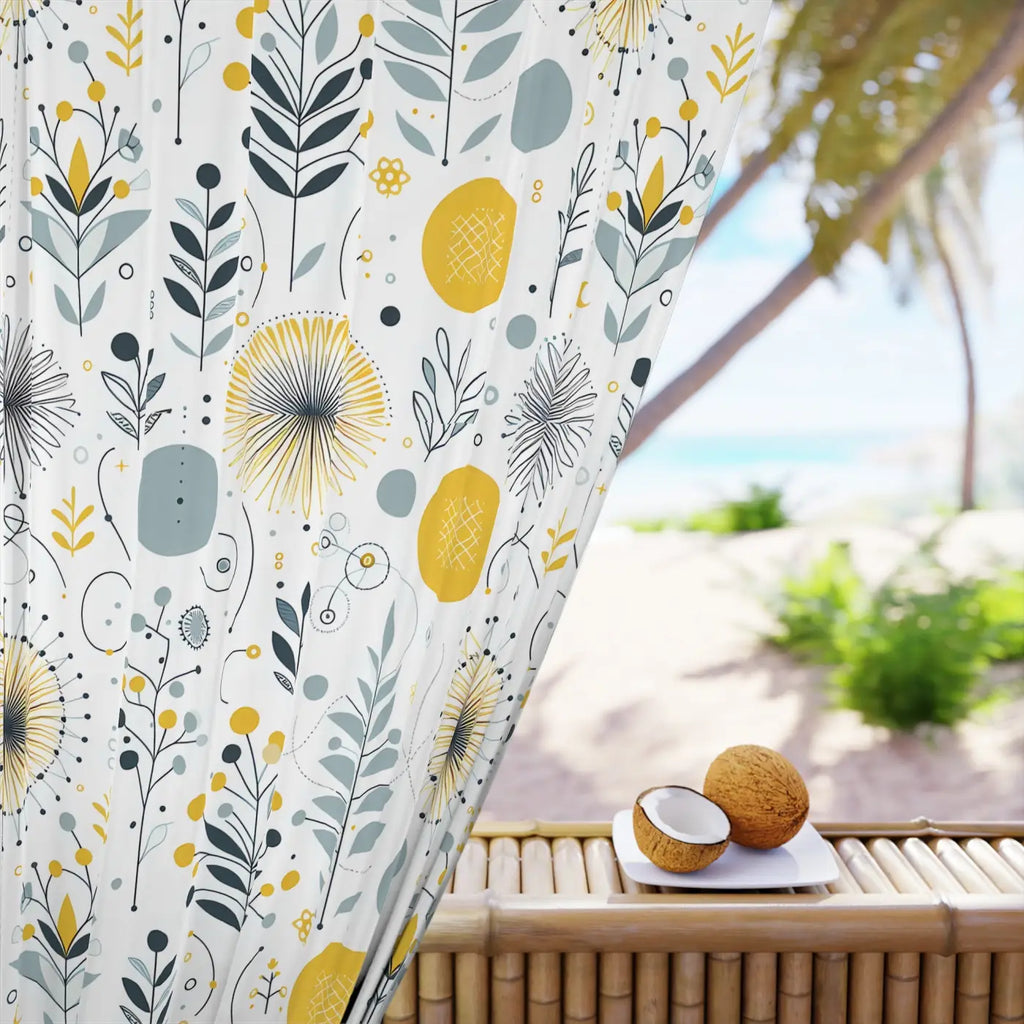 Botanical Yellow Pattern Window Curtain - Bright Home Decor - DipaliZ