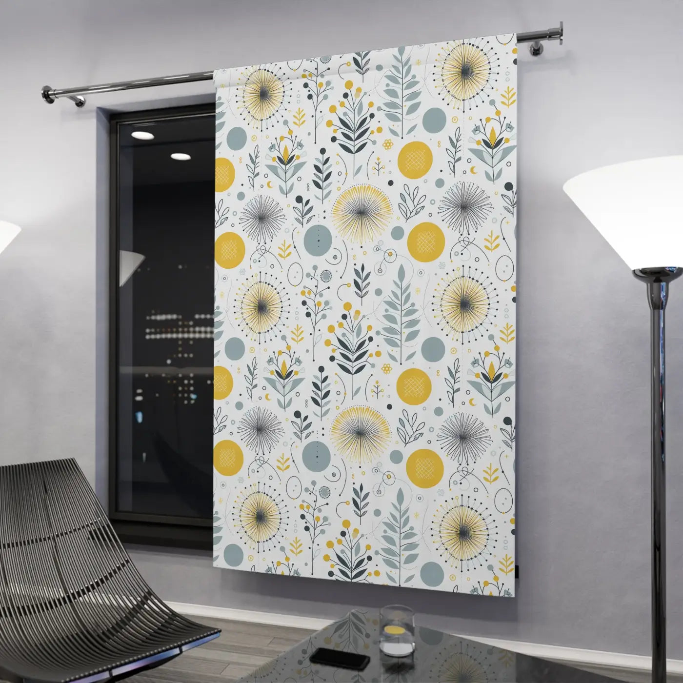 Botanical Yellow Pattern Window Curtain - Bright Home Decor - DipaliZ