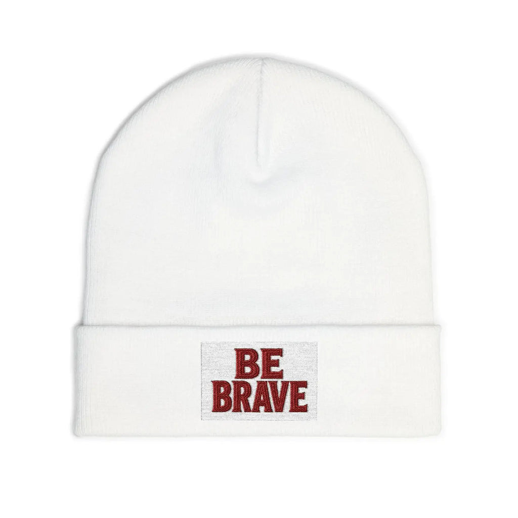 Brave Embroidered Knit Beanie - Cotton Blend Comfort - DipaliZ