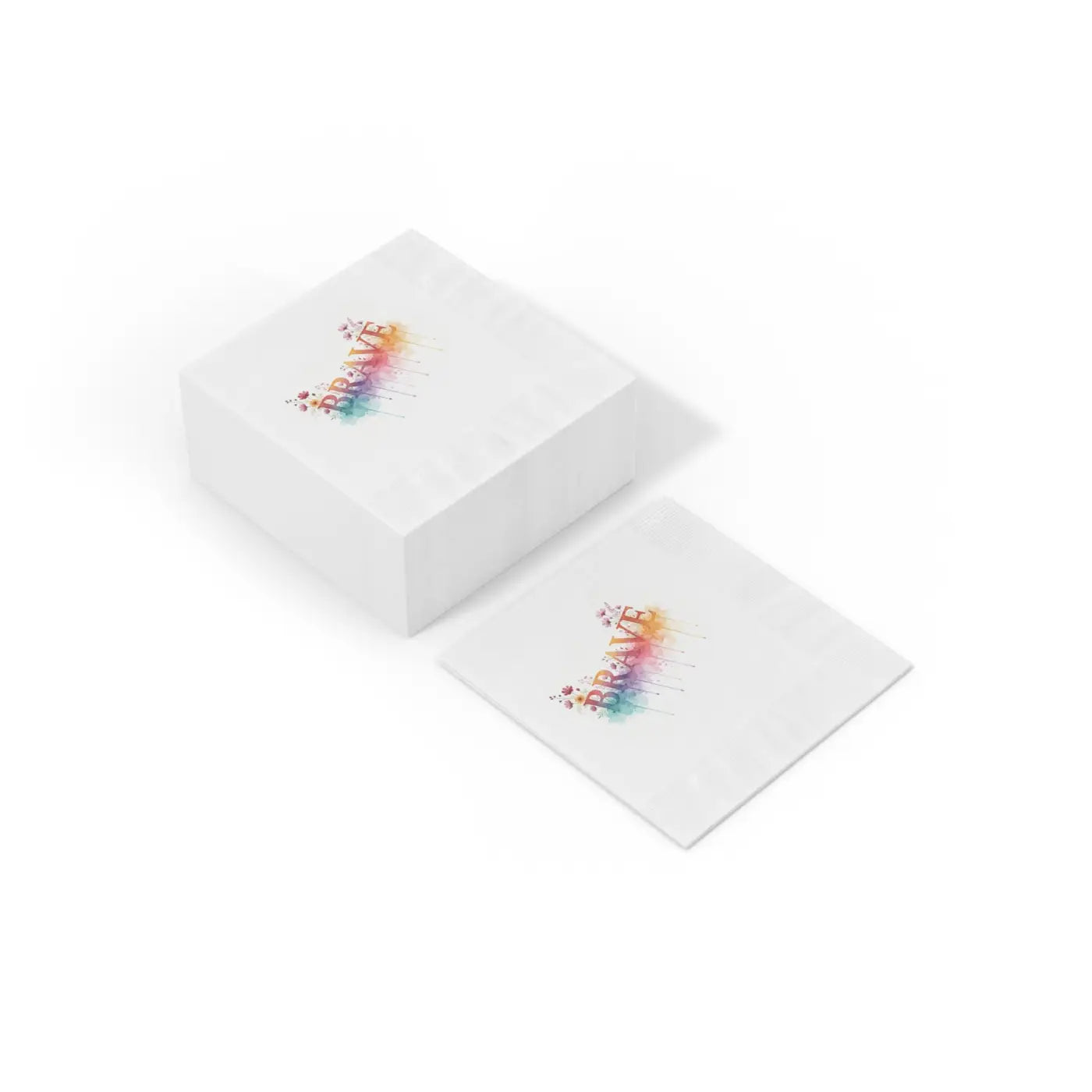 Brave Watercolor Cocktail Napkins - Inspirational Party Decor - DipaliZ