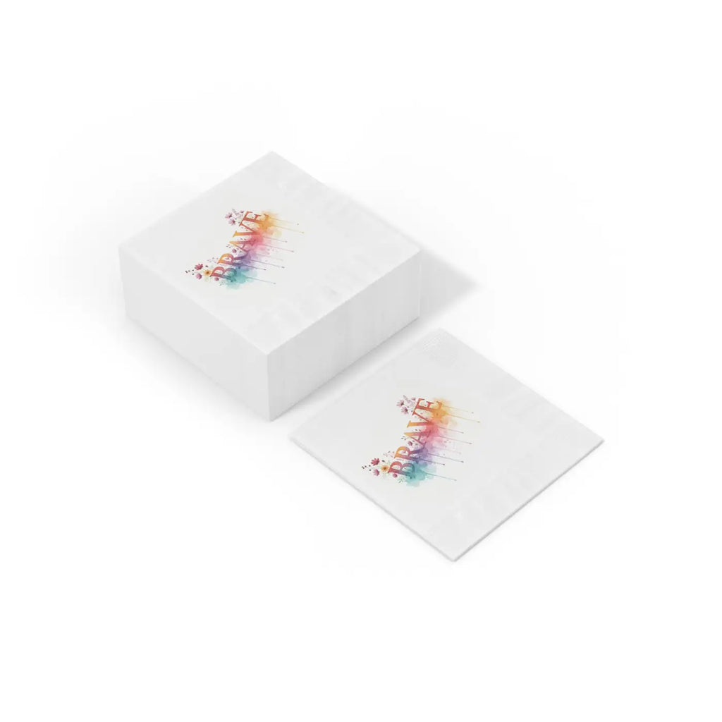 Brave Watercolor Cocktail Napkins - Inspirational Party Decor - DipaliZ