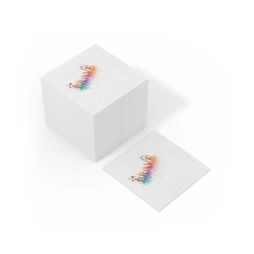 Brave Watercolor Cocktail Napkins - Inspirational Party Decor - DipaliZ