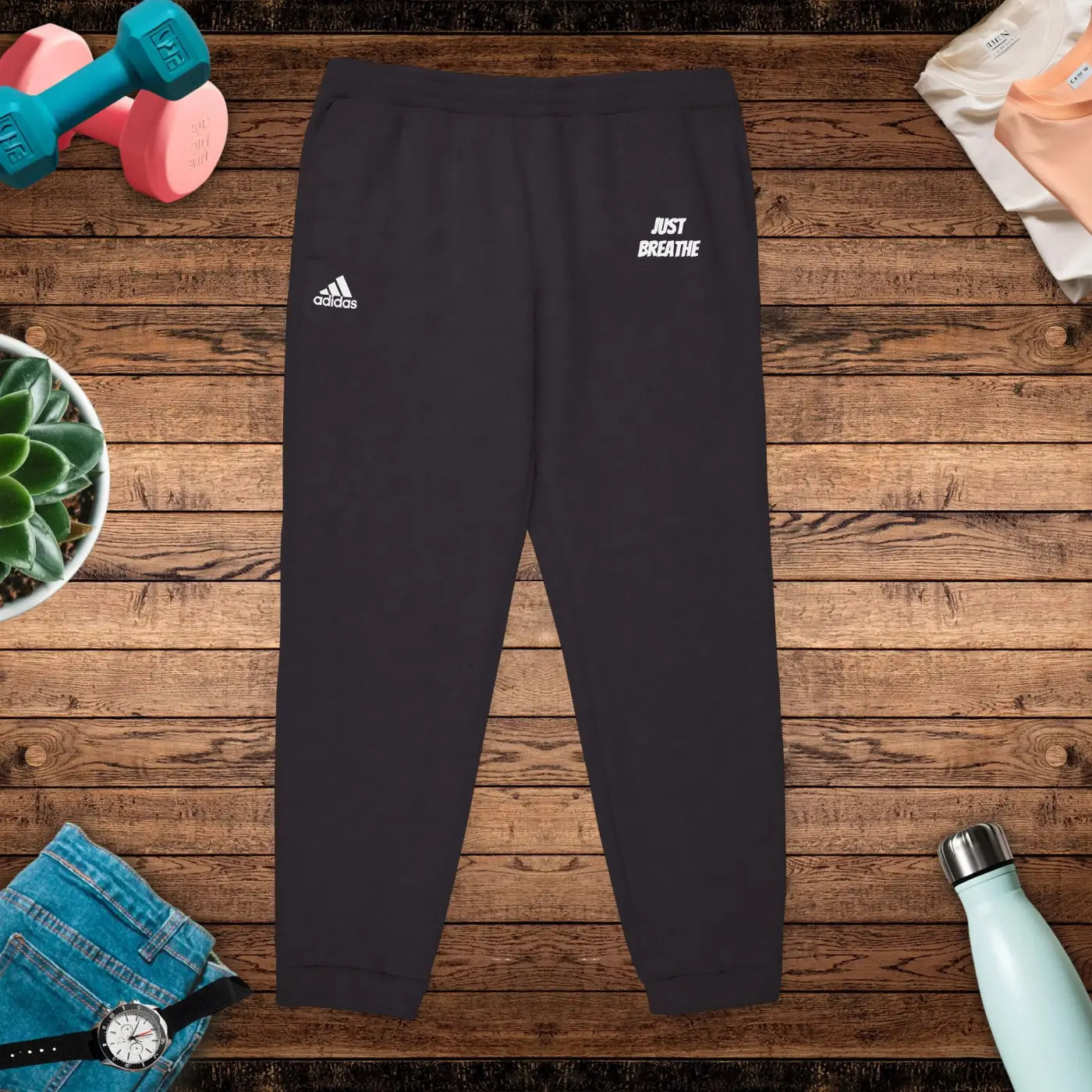 Unisex Fleece Joggers - Iconic Contrast Adidas Cuffed Hem - DipaliZ