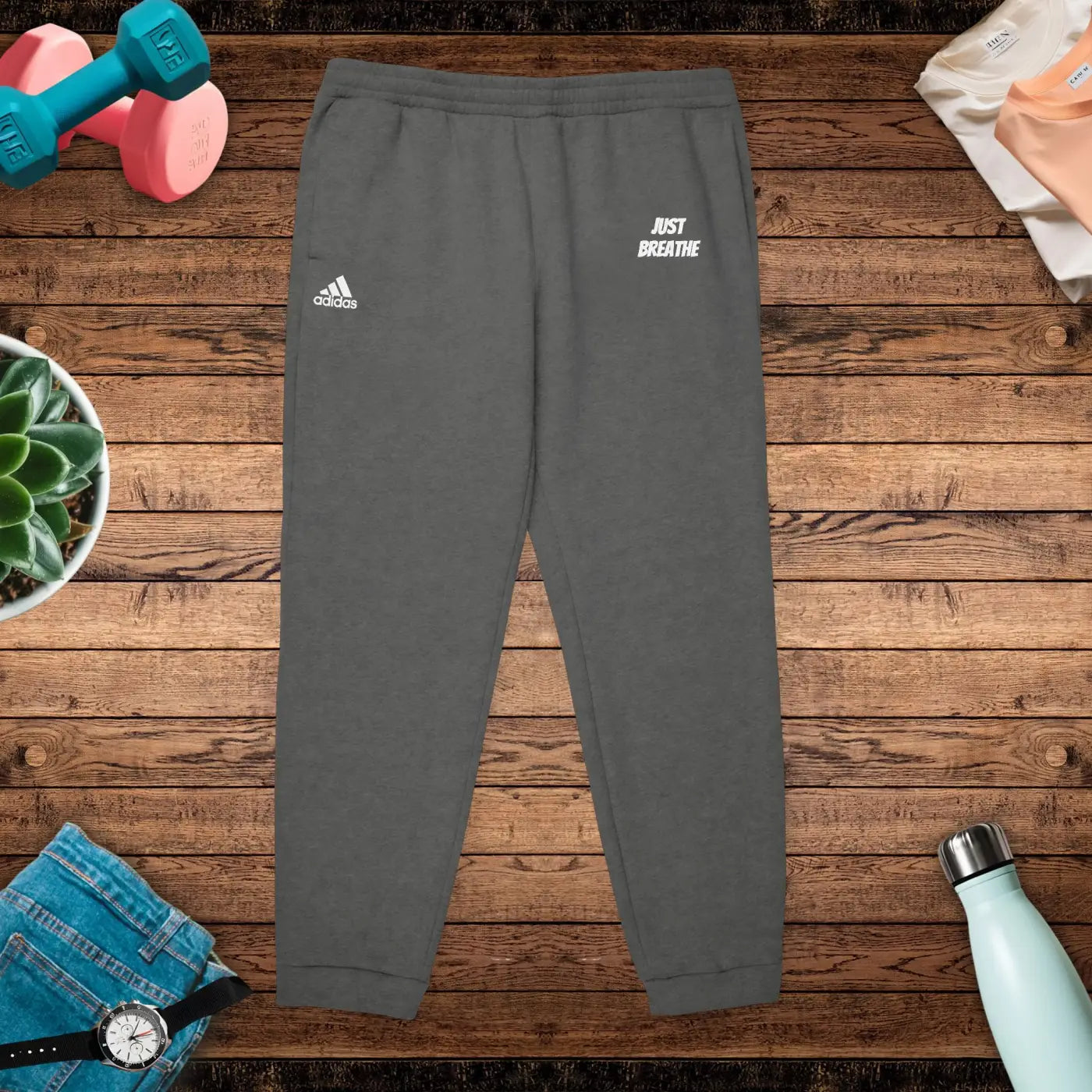 Unisex Fleece Joggers - Iconic Contrast Adidas Cuffed Hem - DipaliZ