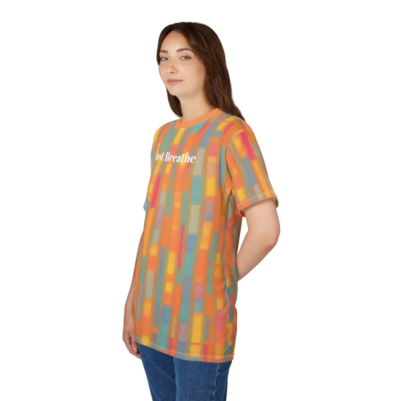Breathe Orange Textured Tee - Microfiber-Knit Fabric - DipaliZ