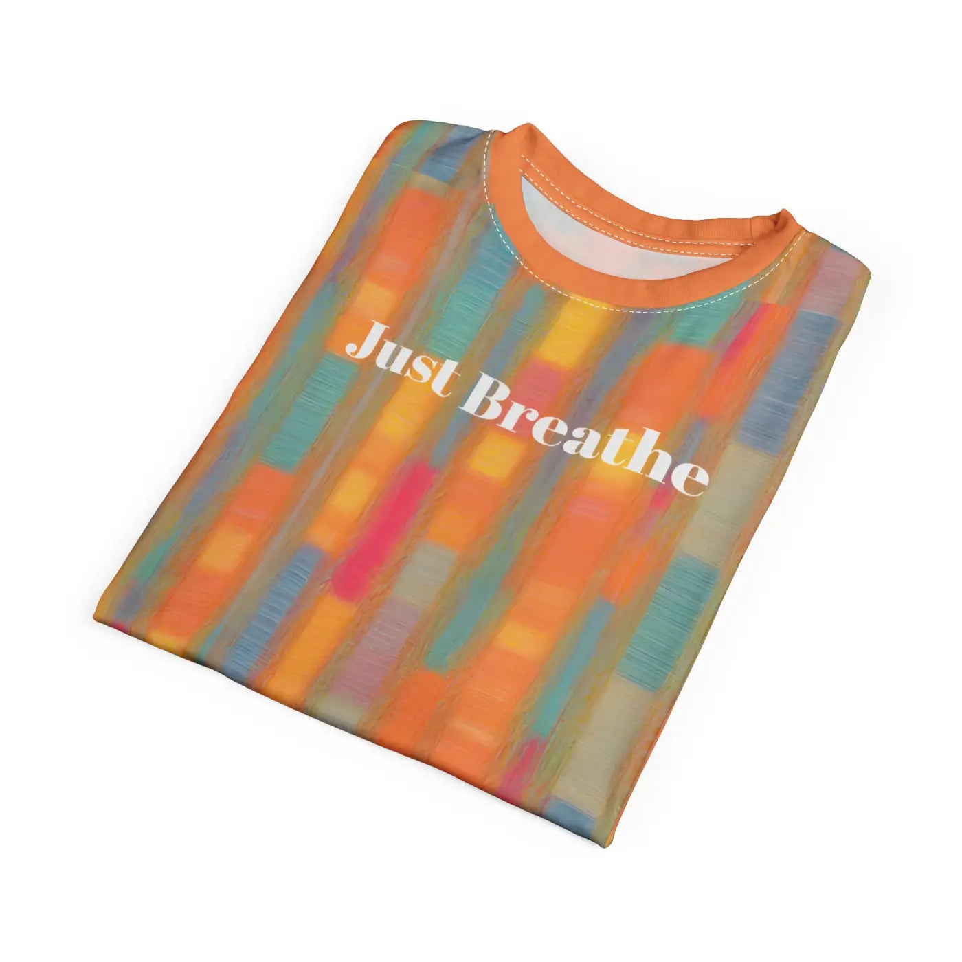 Breathe Orange Textured Tee - Microfiber-Knit Fabric - DipaliZ