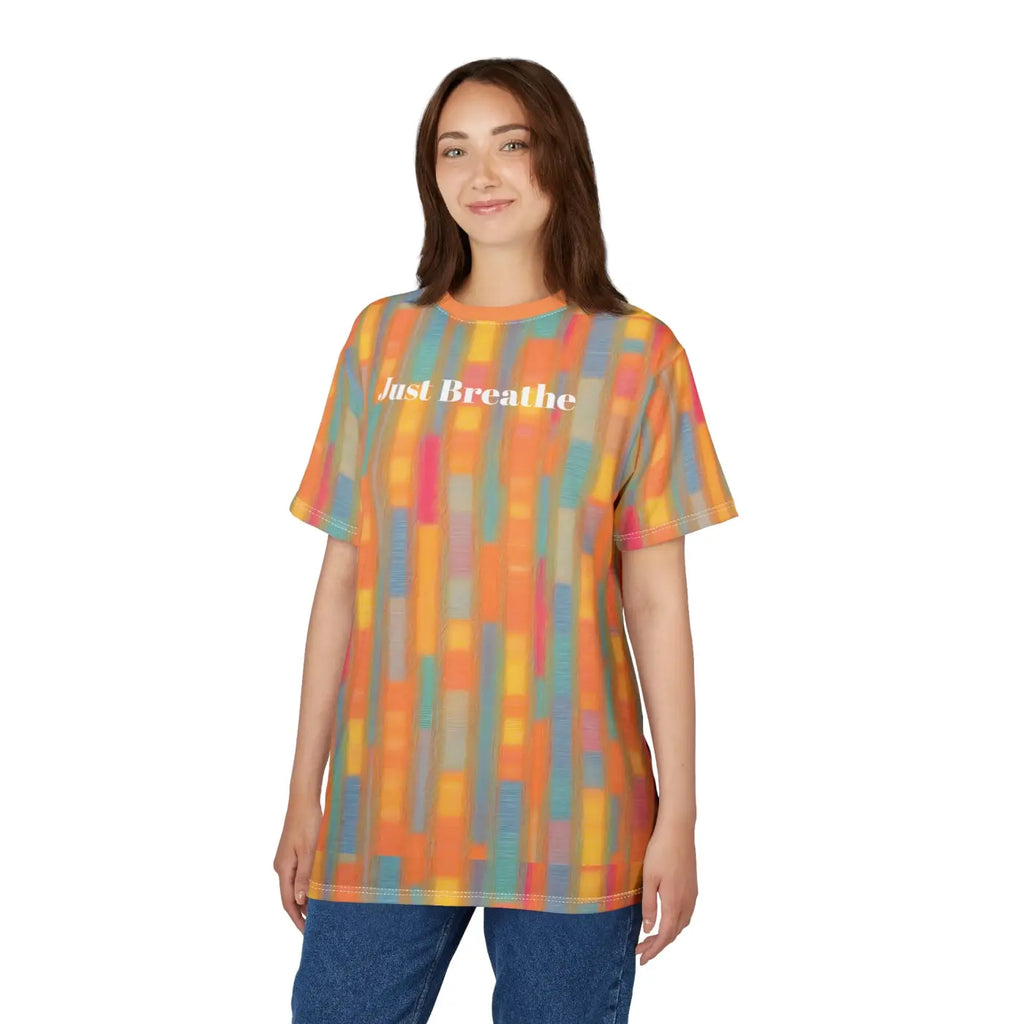 Breathe Orange Textured Tee - Microfiber-Knit Fabric - DipaliZ