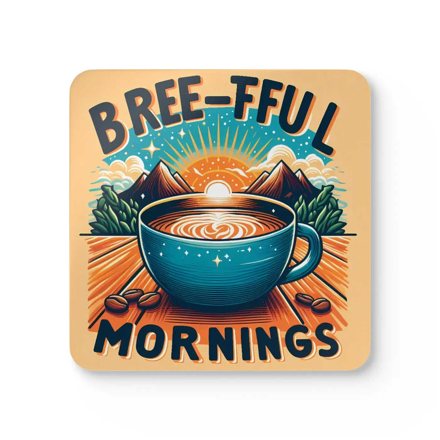 Breeful Mornings Corkwood Coaster Set - Stylish Cork Protection - DipaliZ