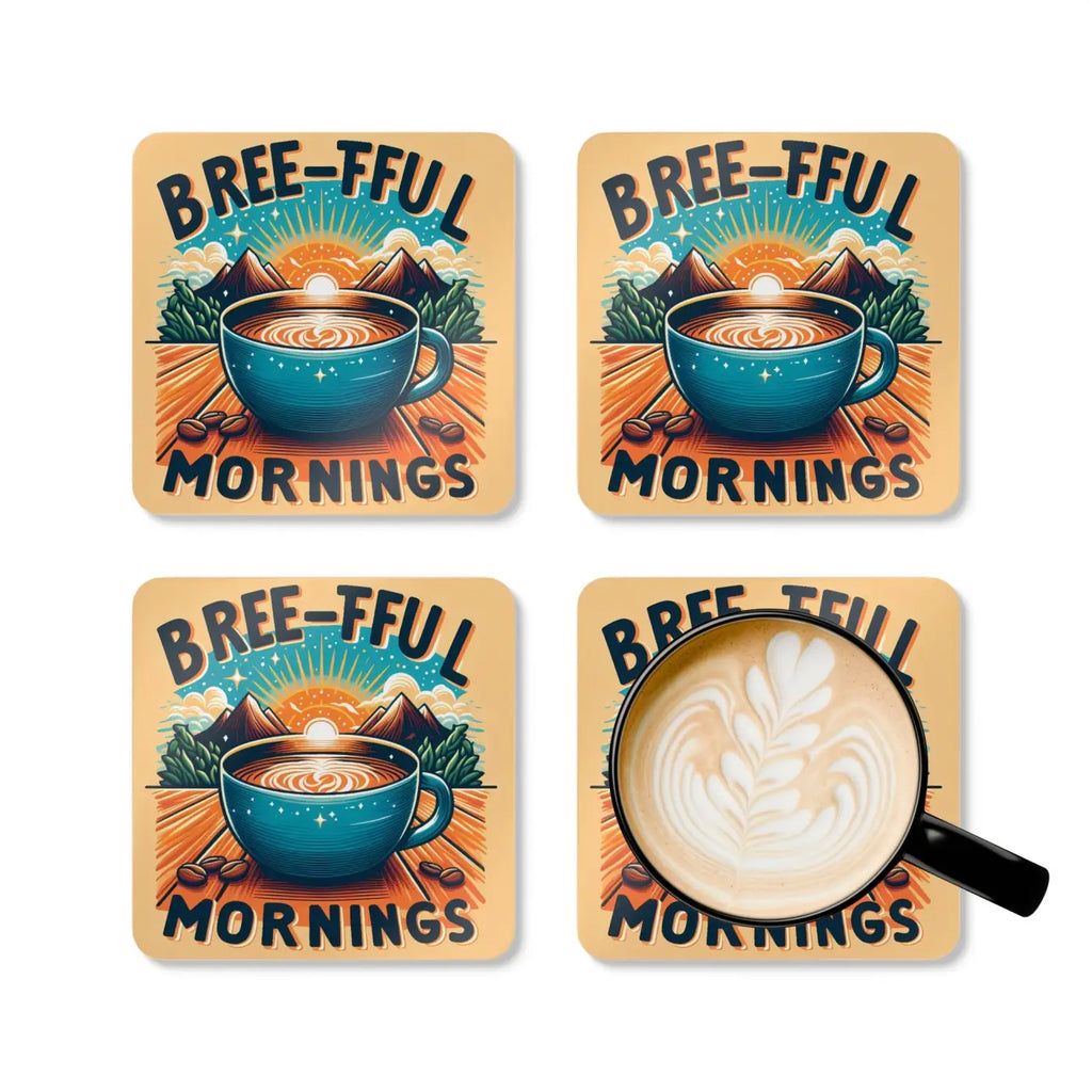 Breeful Mornings Corkwood Coaster Set - Stylish Cork Protection - DipaliZ