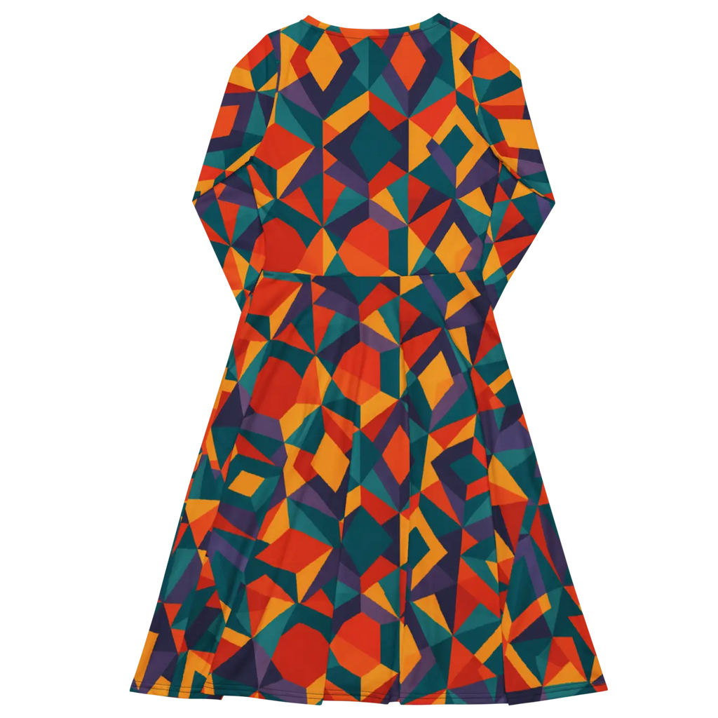 Bright Geometric Pattern Long Dress - Statement Style - DipaliZ