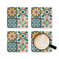 Geometric Corkwood Coaster Set - Bright Modern Design - DipaliZ