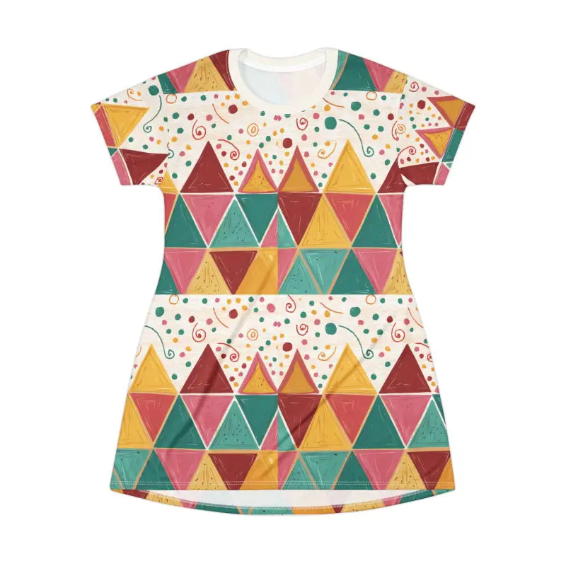 Tagless Tee Dress - Bright Geometric Triangles - DipaliZ