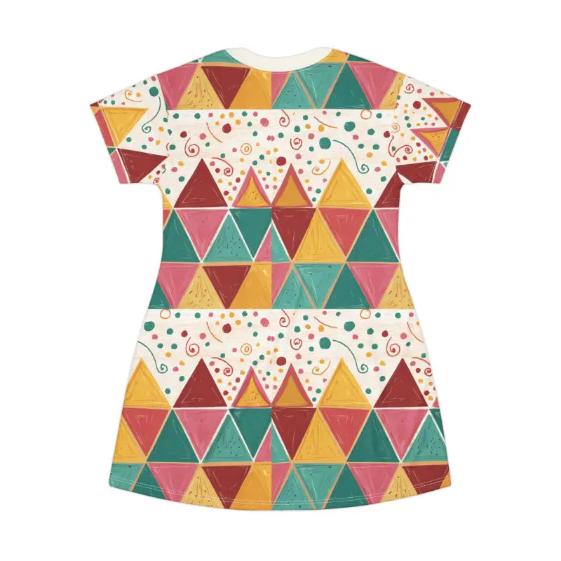 Tagless Tee Dress - Bright Geometric Triangles - DipaliZ